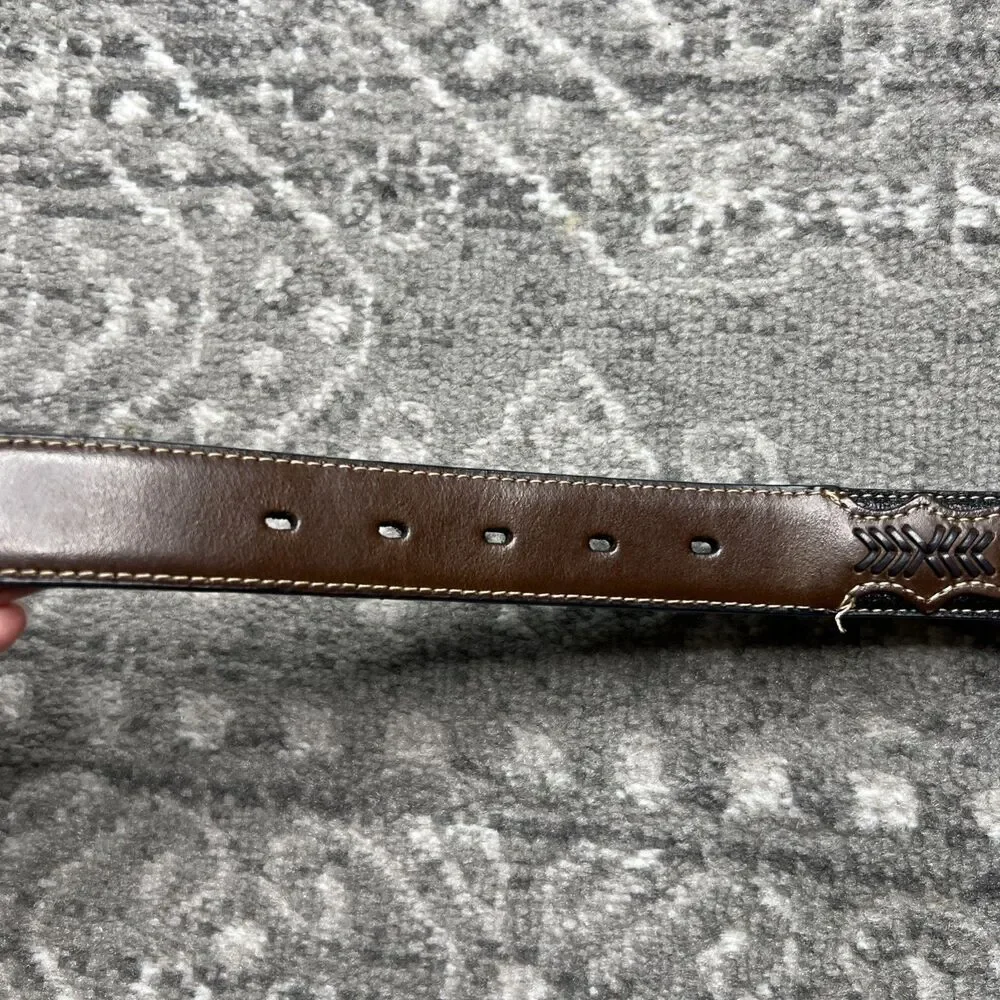 Nocona Belt Co Youth Western Conch Whipstitch Leather Belt Size 20 NO BUCKLE